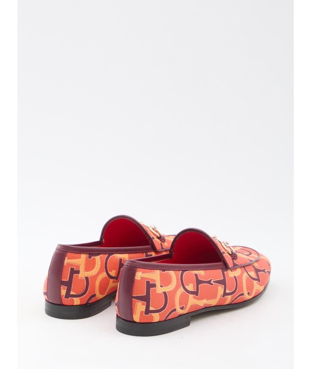 GUCCI Оранжевое текстильные лоферы, фото 3
