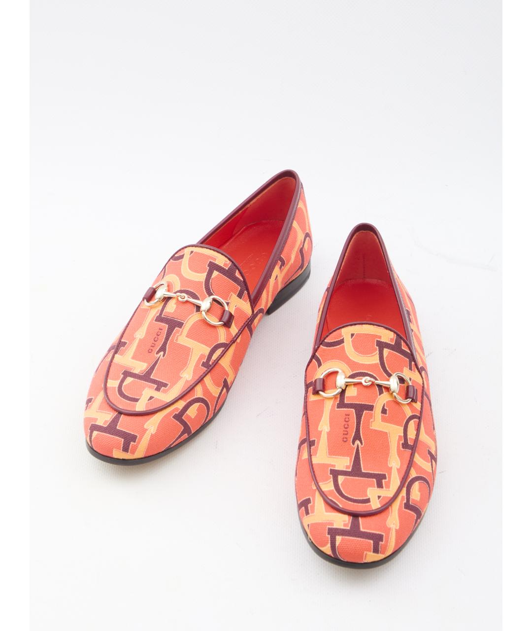 GUCCI Оранжевое текстильные лоферы, фото 5