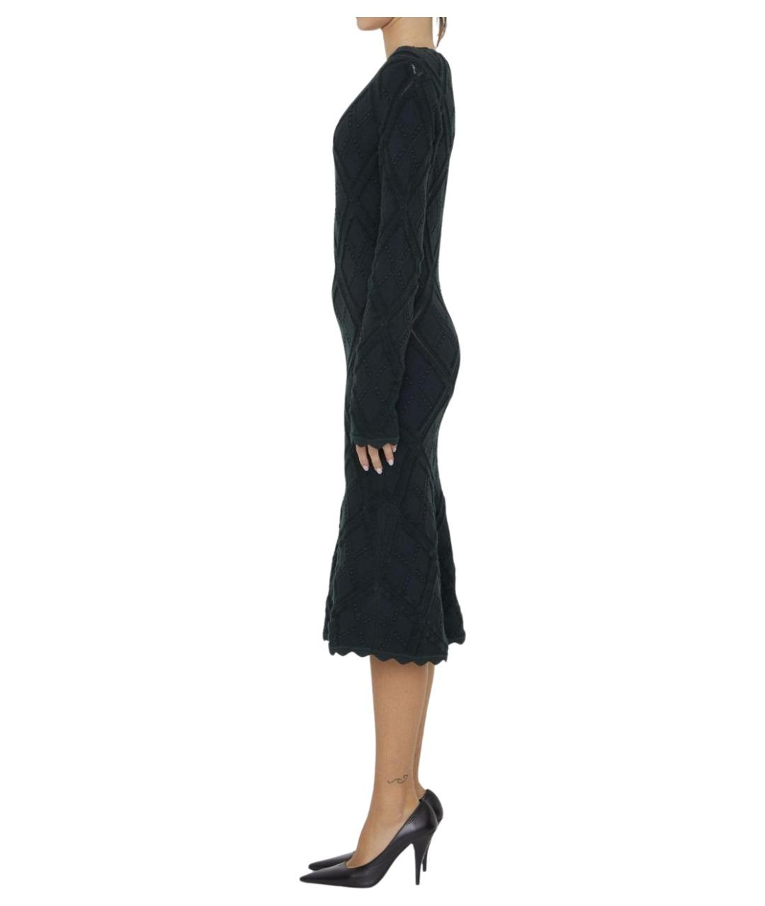 BURBERRY Зеленые шерстяное повседневное платье, фото 4