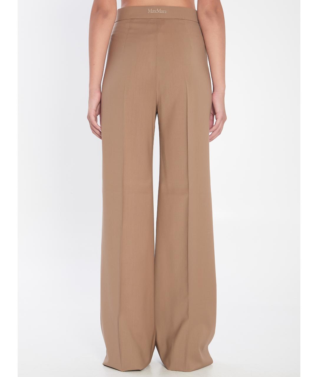 MAX MARA Бежевые шерстяные прямые брюки, фото 4