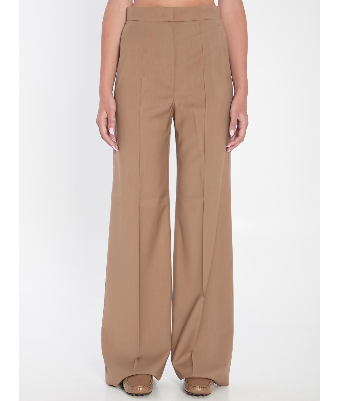 MAX MARA Бежевые шерстяные прямые брюки, фото 5