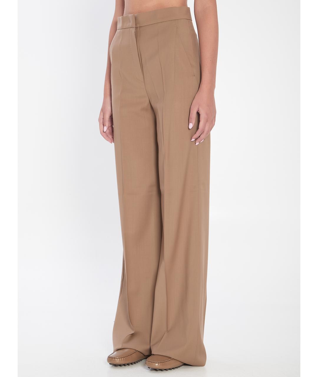 MAX MARA Бежевые шерстяные прямые брюки, фото 2