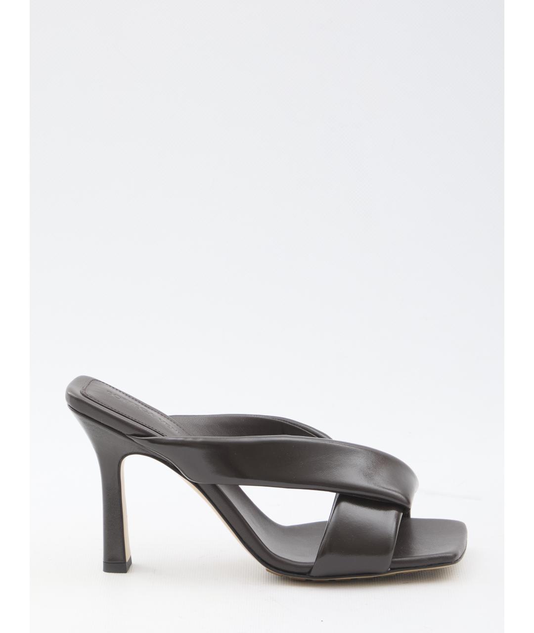 BOTTEGA VENETA Коричневые кожаные мюли, фото 6
