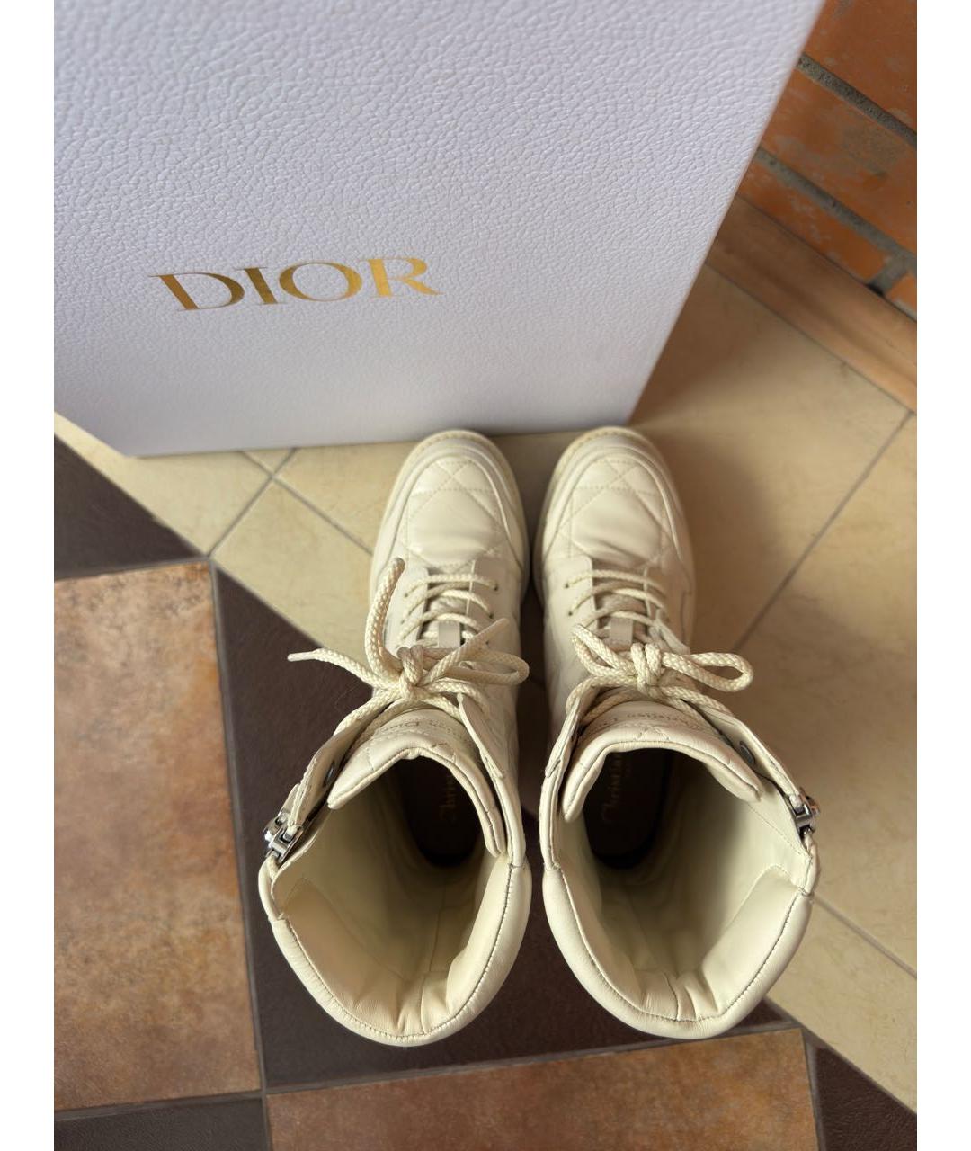 CHRISTIAN DIOR Бежевые кожаные ботинки, фото 4