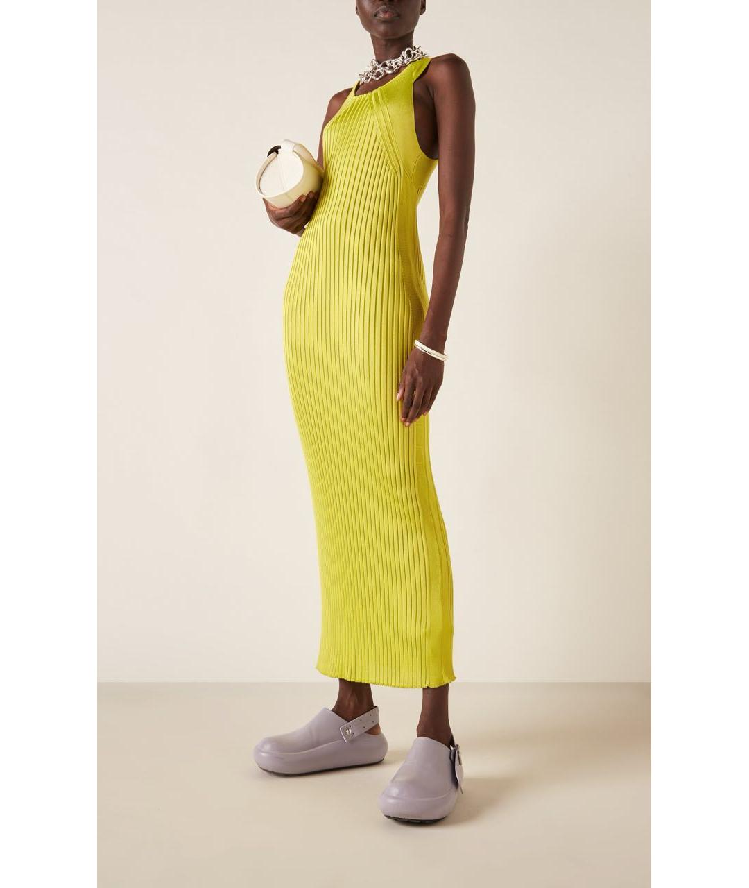 JIL SANDER Желтое вискозное коктейльное платье, фото 3