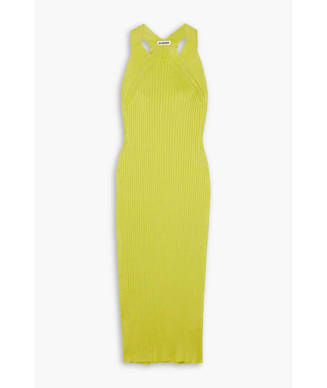 JIL SANDER Желтое вискозное коктейльное платье, фото 6