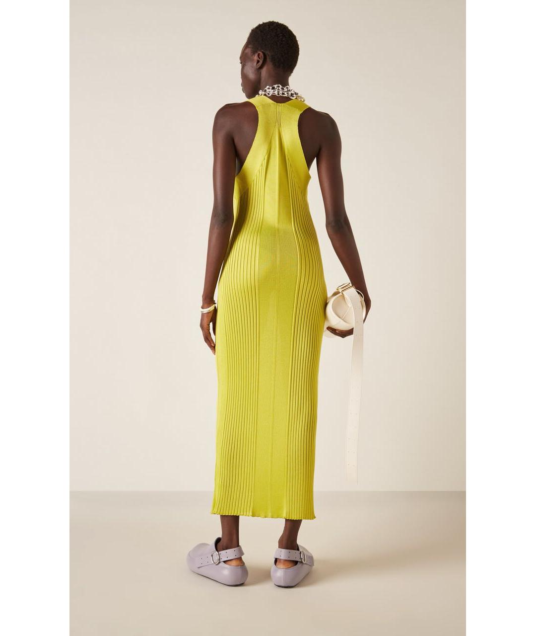 JIL SANDER Желтое вискозное коктейльное платье, фото 4