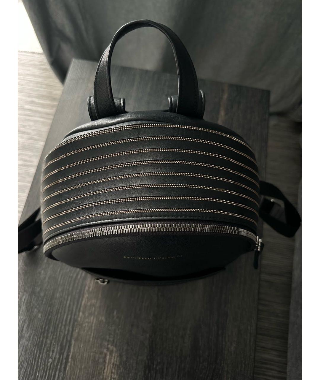 BRUNELLO CUCINELLI Антрацитовый кожаный рюкзак, фото 6