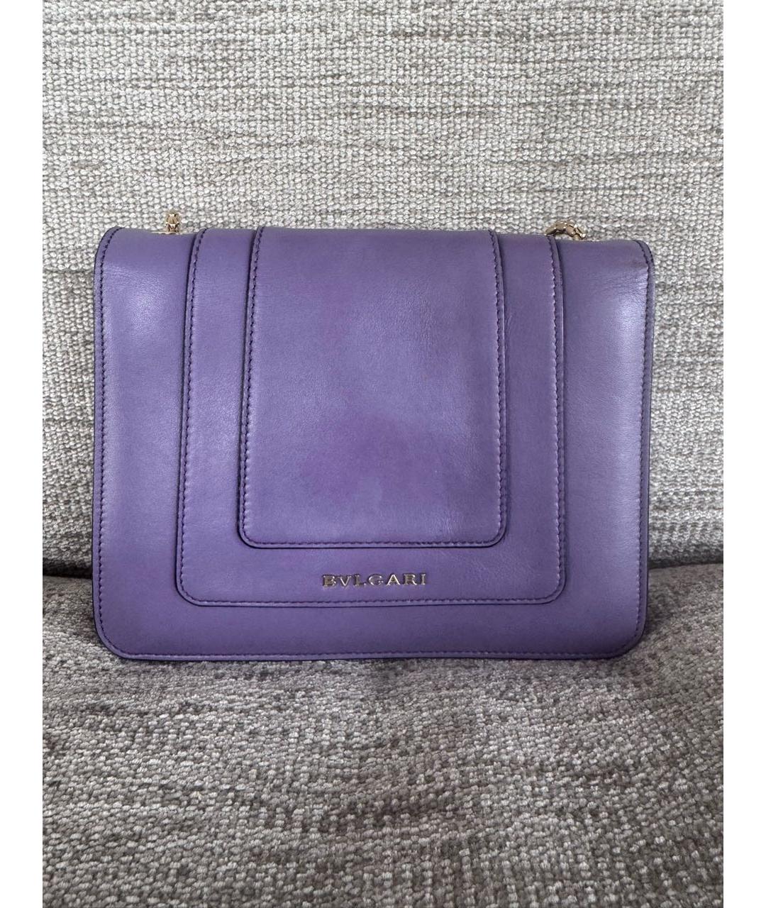 BVLGARI Фиолетовая кожаная сумка через плечо, фото 3