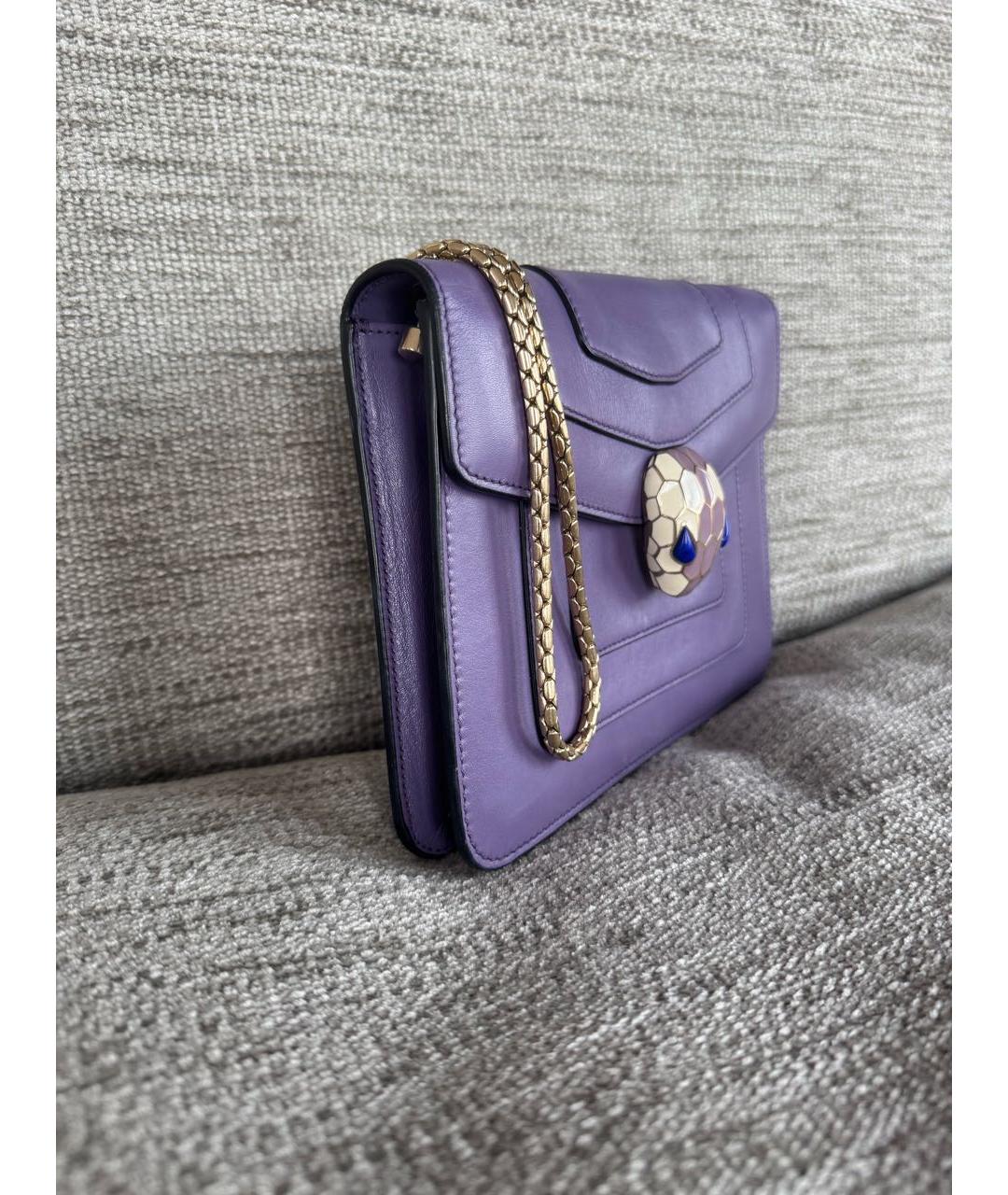BVLGARI Фиолетовая кожаная сумка через плечо, фото 2