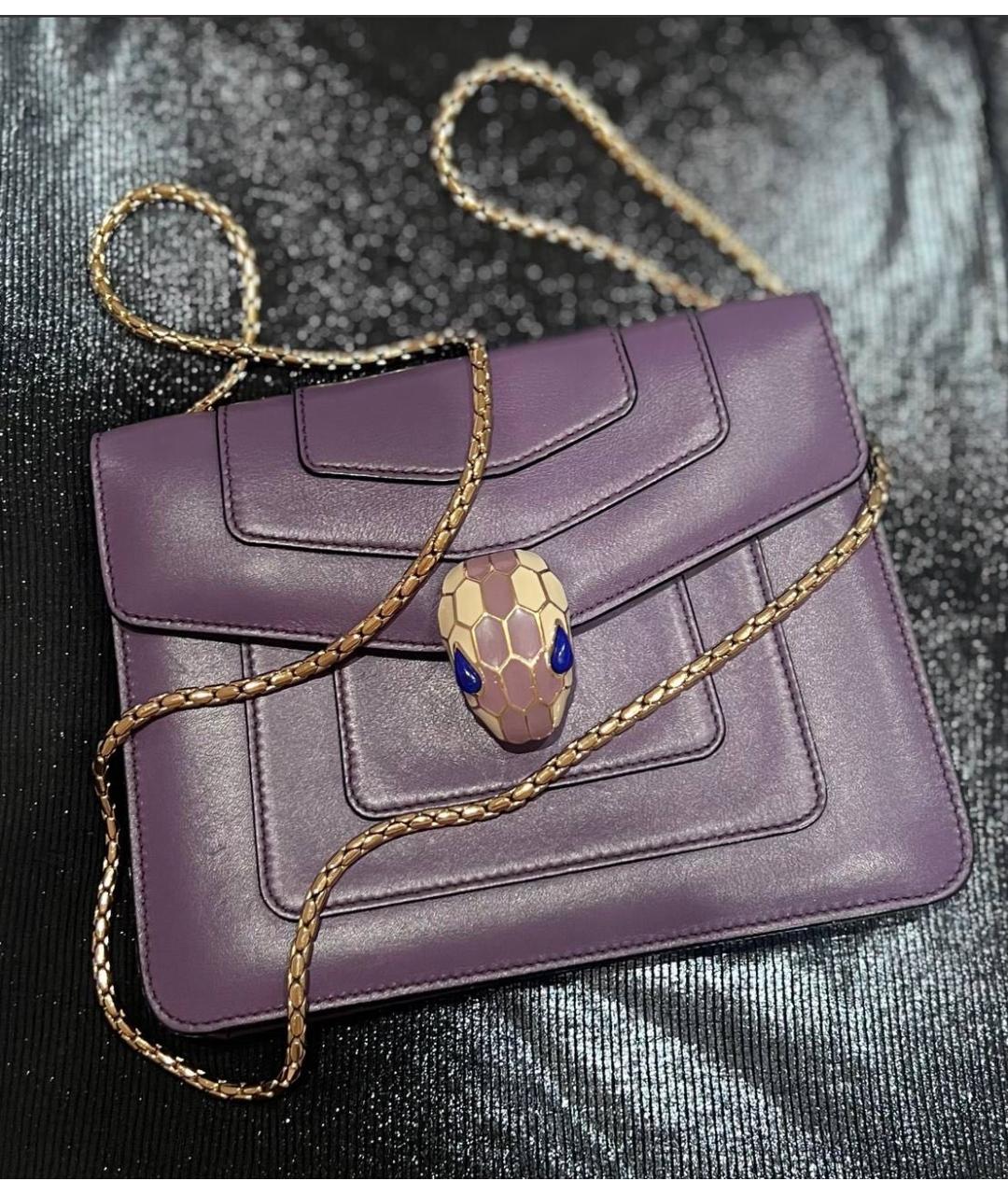 BVLGARI Фиолетовая кожаная сумка через плечо, фото 5