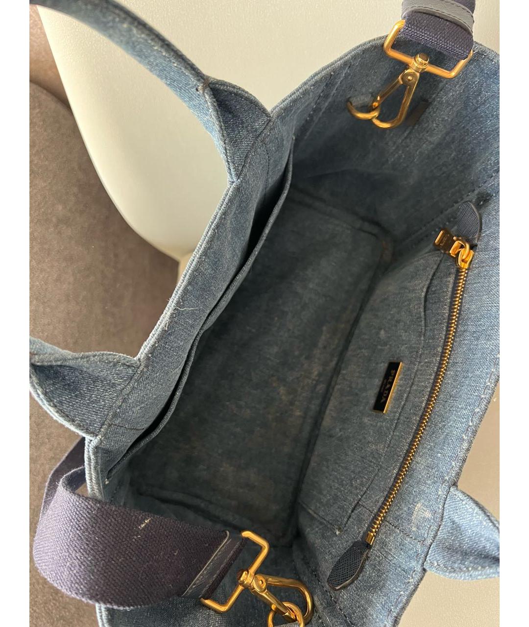 PRADA Голубая деним сумка тоут, фото 4