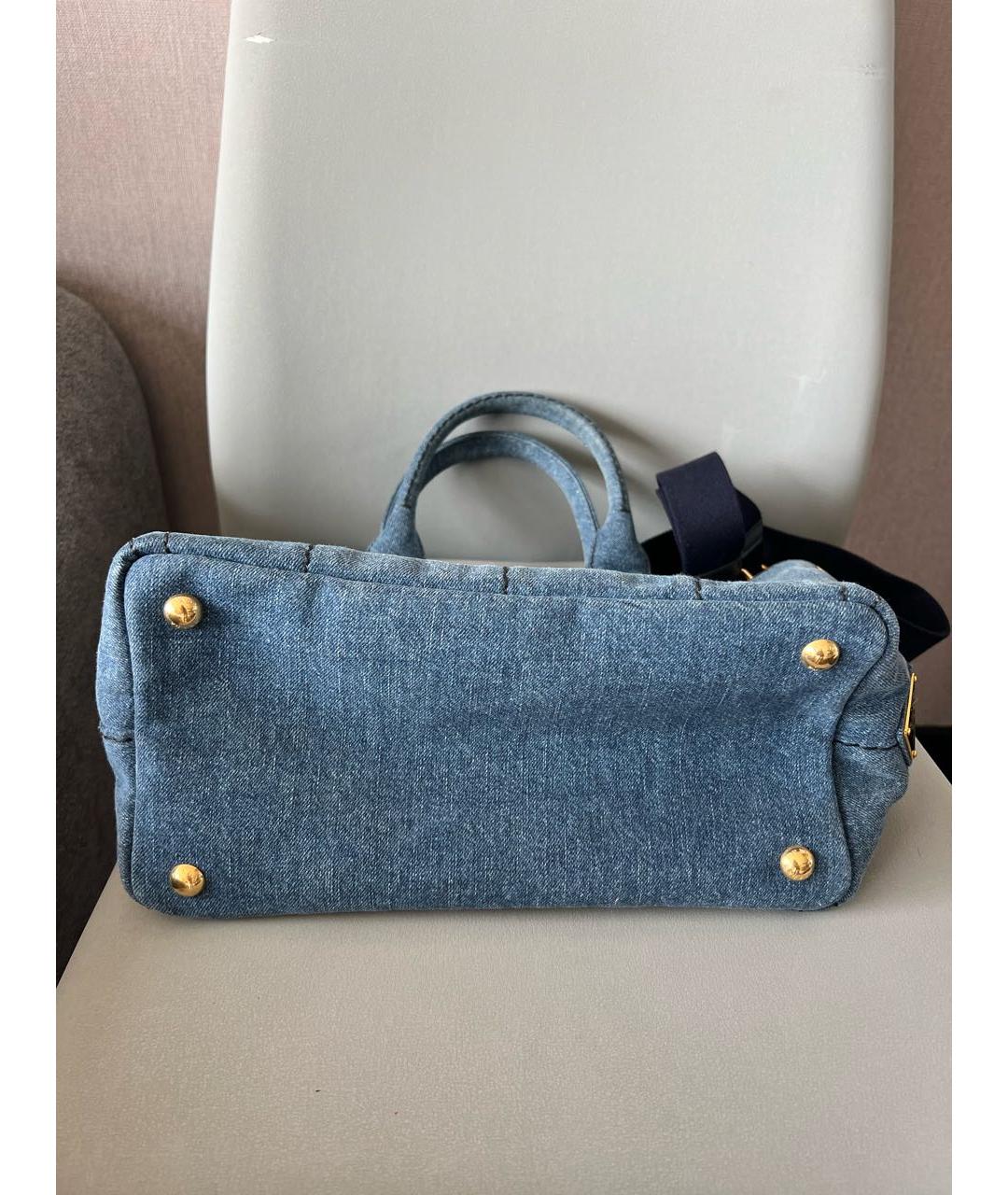 PRADA Голубая деним сумка тоут, фото 3