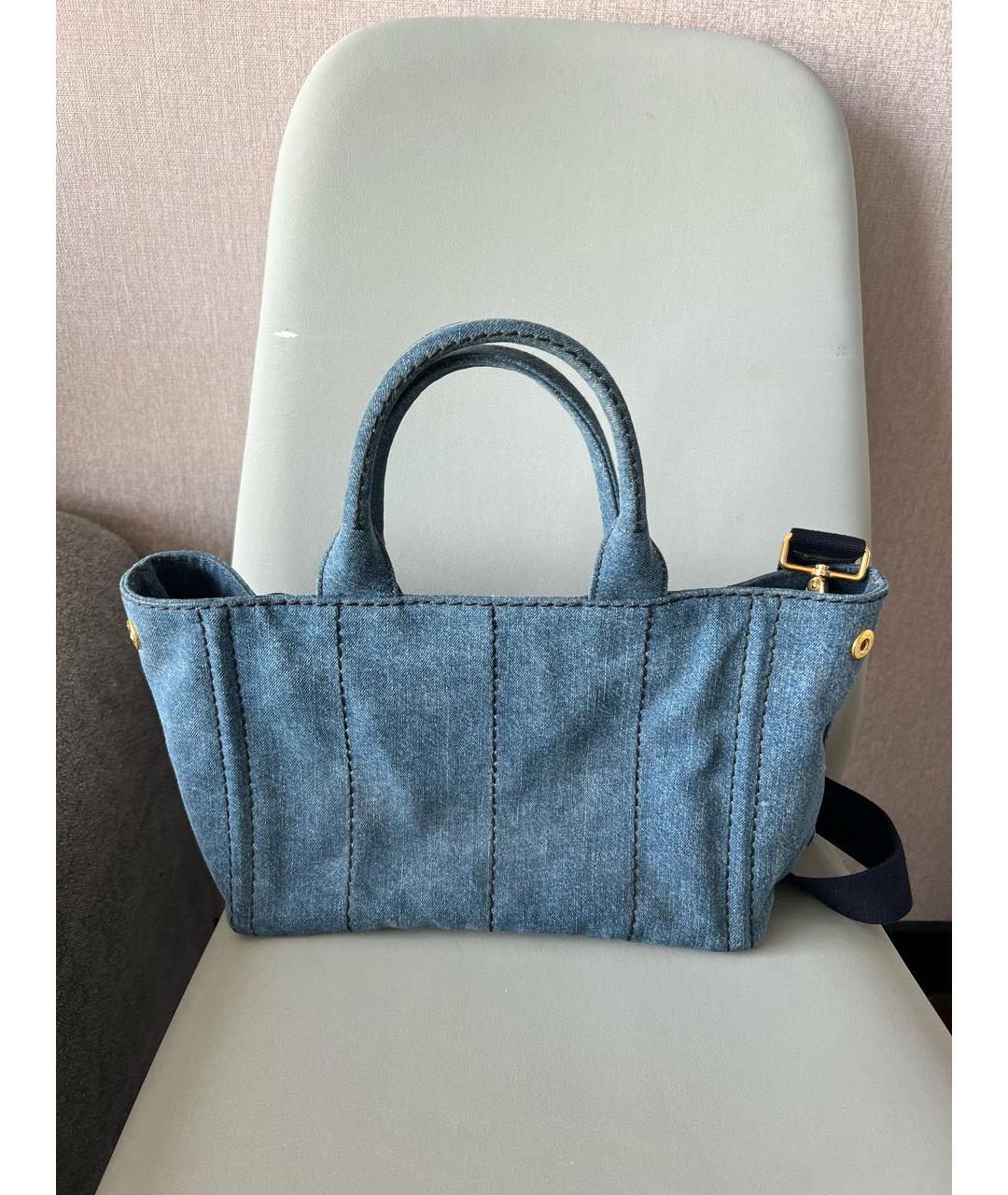 PRADA Голубая деним сумка тоут, фото 2