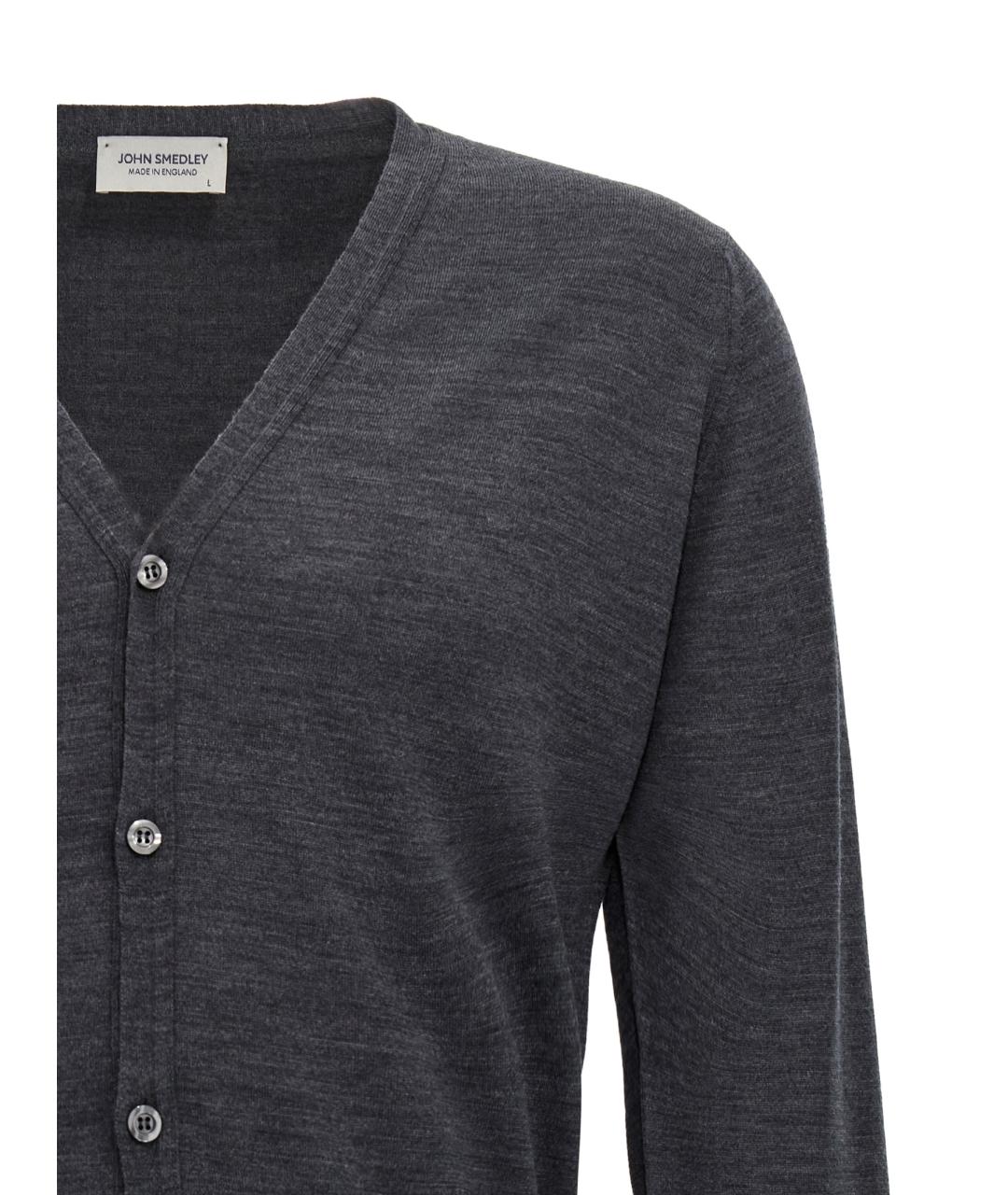 JOHN SMEDLEY Антрацитовый шерстяной кардиган, фото 3