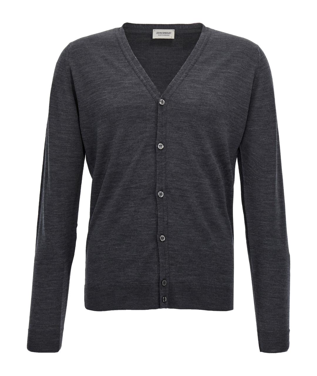 JOHN SMEDLEY Антрацитовый шерстяной кардиган, фото 1
