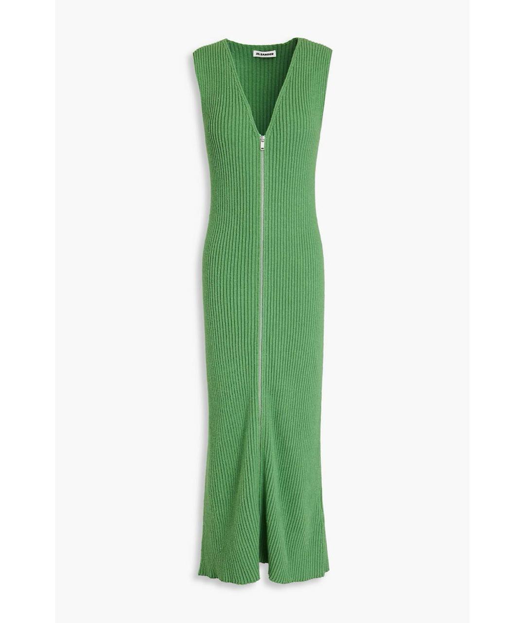 JIL SANDER Зеленые хлопковое коктейльное платье, фото 9