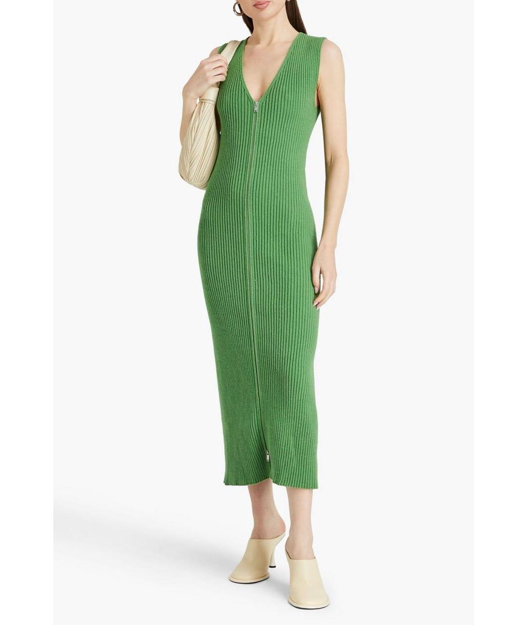 JIL SANDER Зеленые хлопковое коктейльное платье, фото 2