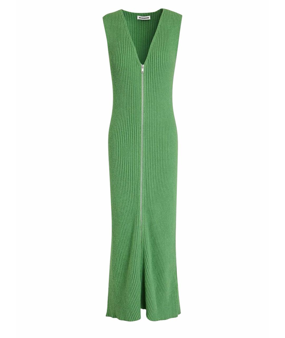 JIL SANDER Зеленые хлопковое коктейльное платье, фото 1