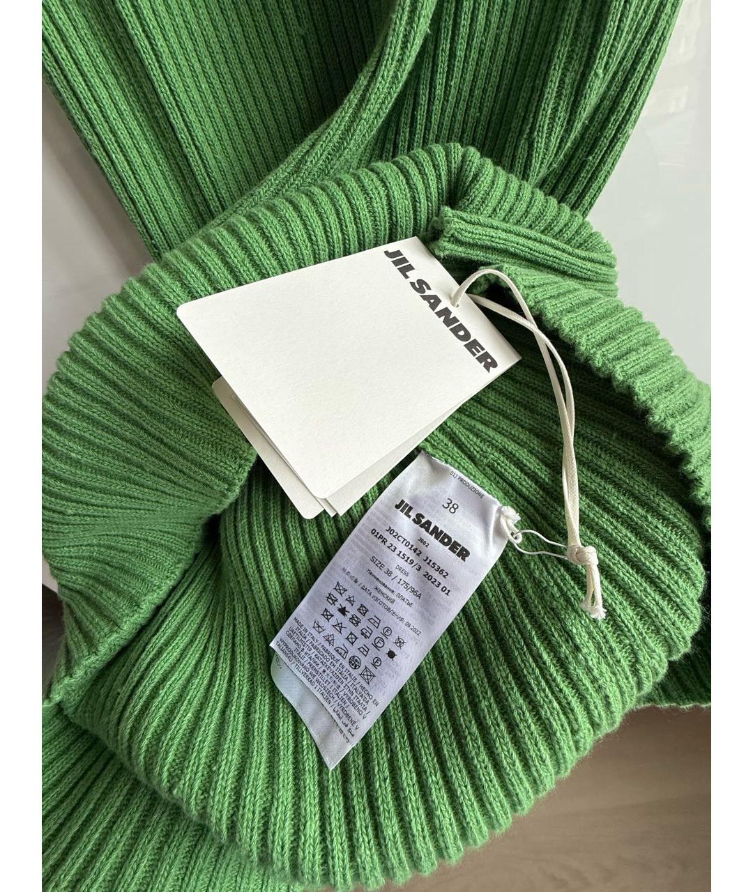 JIL SANDER Зеленые хлопковое коктейльное платье, фото 7