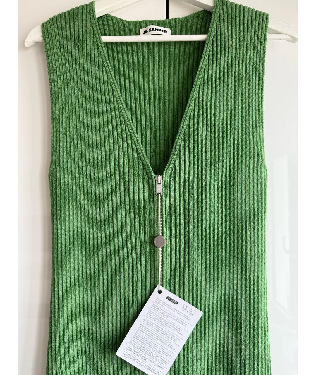 JIL SANDER Зеленые хлопковое коктейльное платье, фото 8