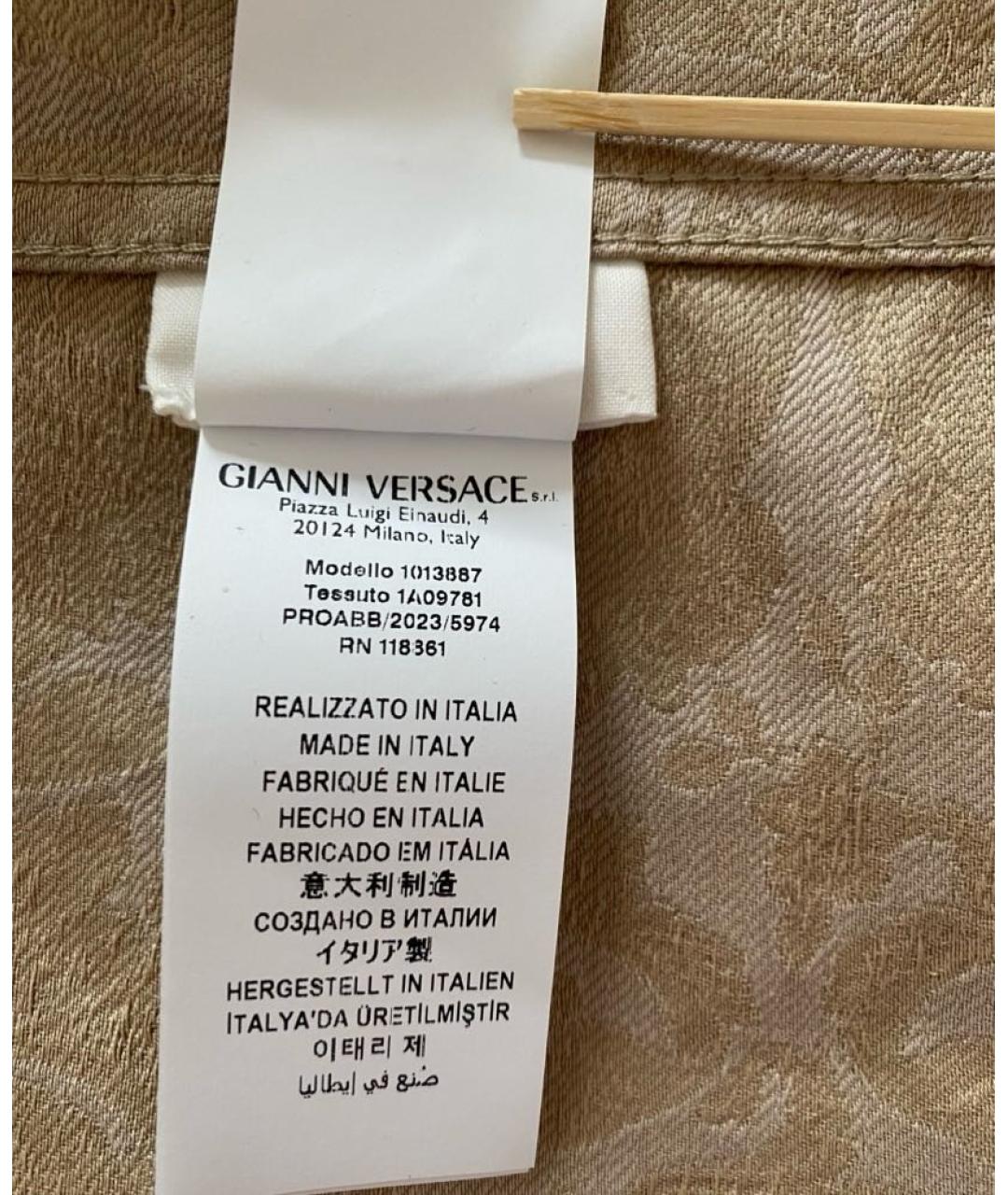 VERSACE Бежевая хлопковая кэжуал рубашка, фото 6