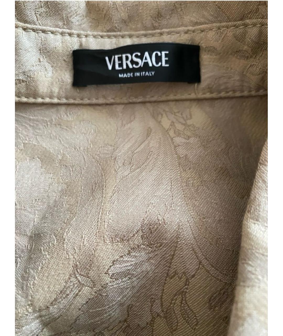 VERSACE Бежевая хлопковая кэжуал рубашка, фото 3