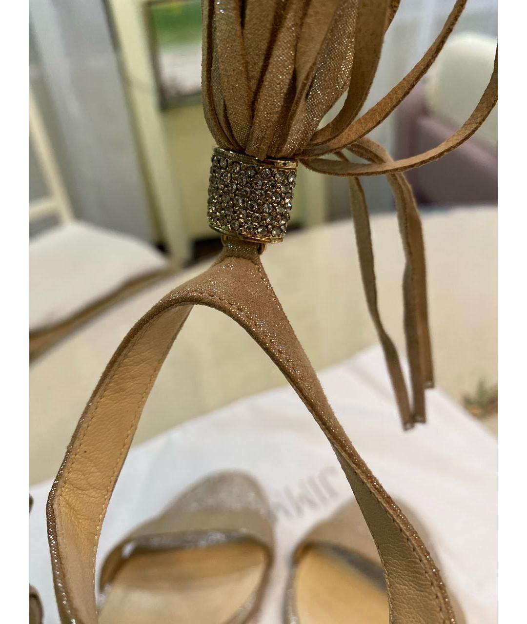 JIMMY CHOO Бежевые замшевые босоножки, фото 6