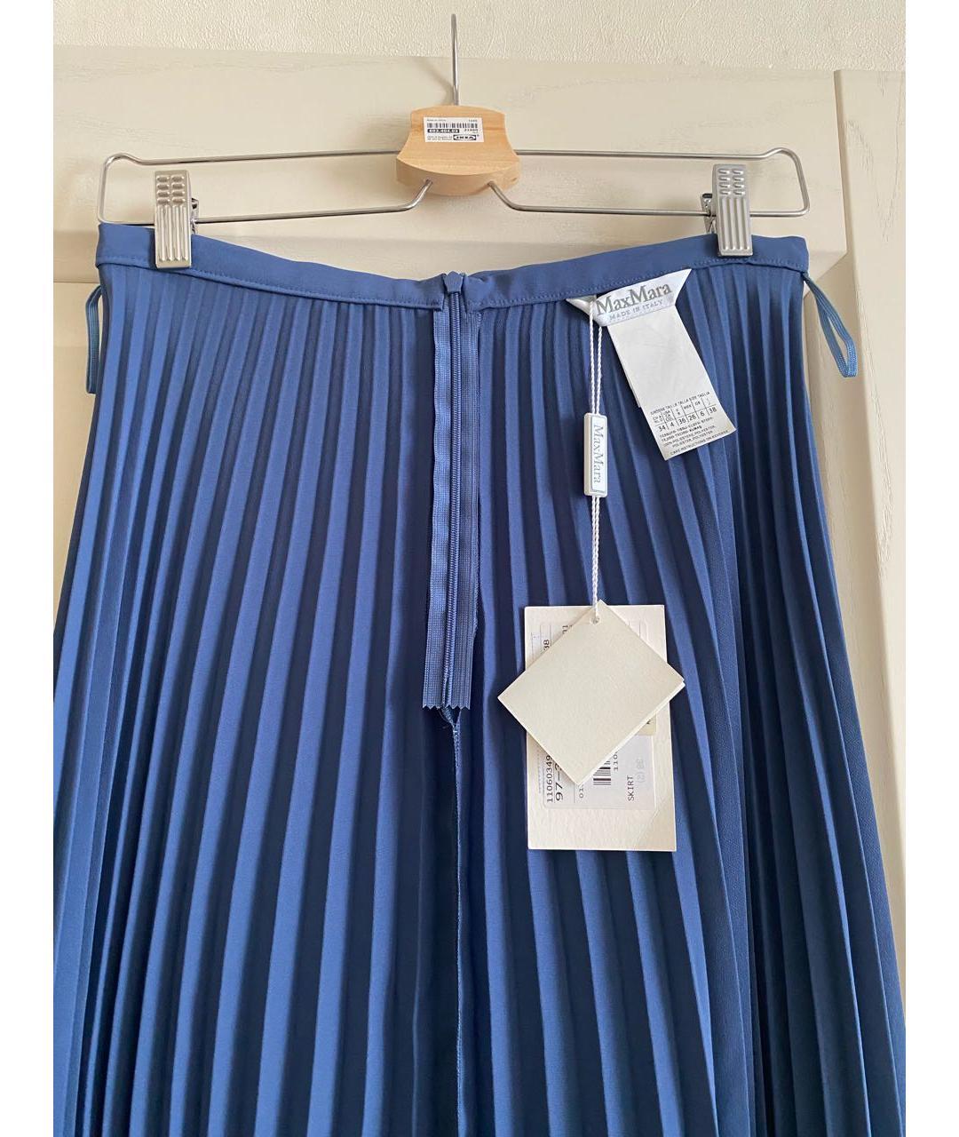 MAX MARA Синяя полиэстеровая юбка миди, фото 3