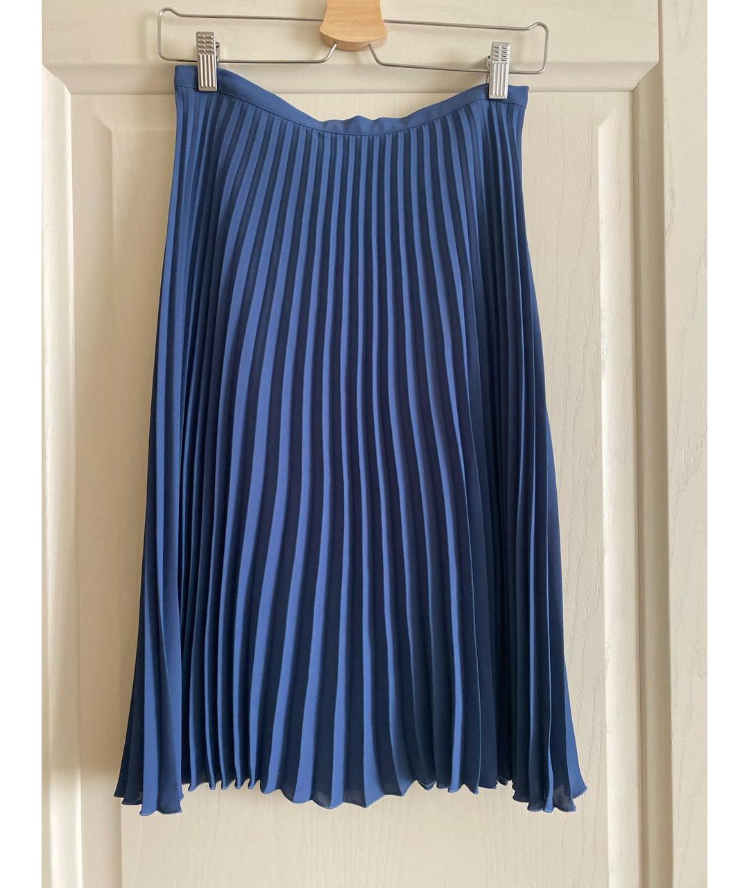 MAX MARA Синяя полиэстеровая юбка миди, фото 5
