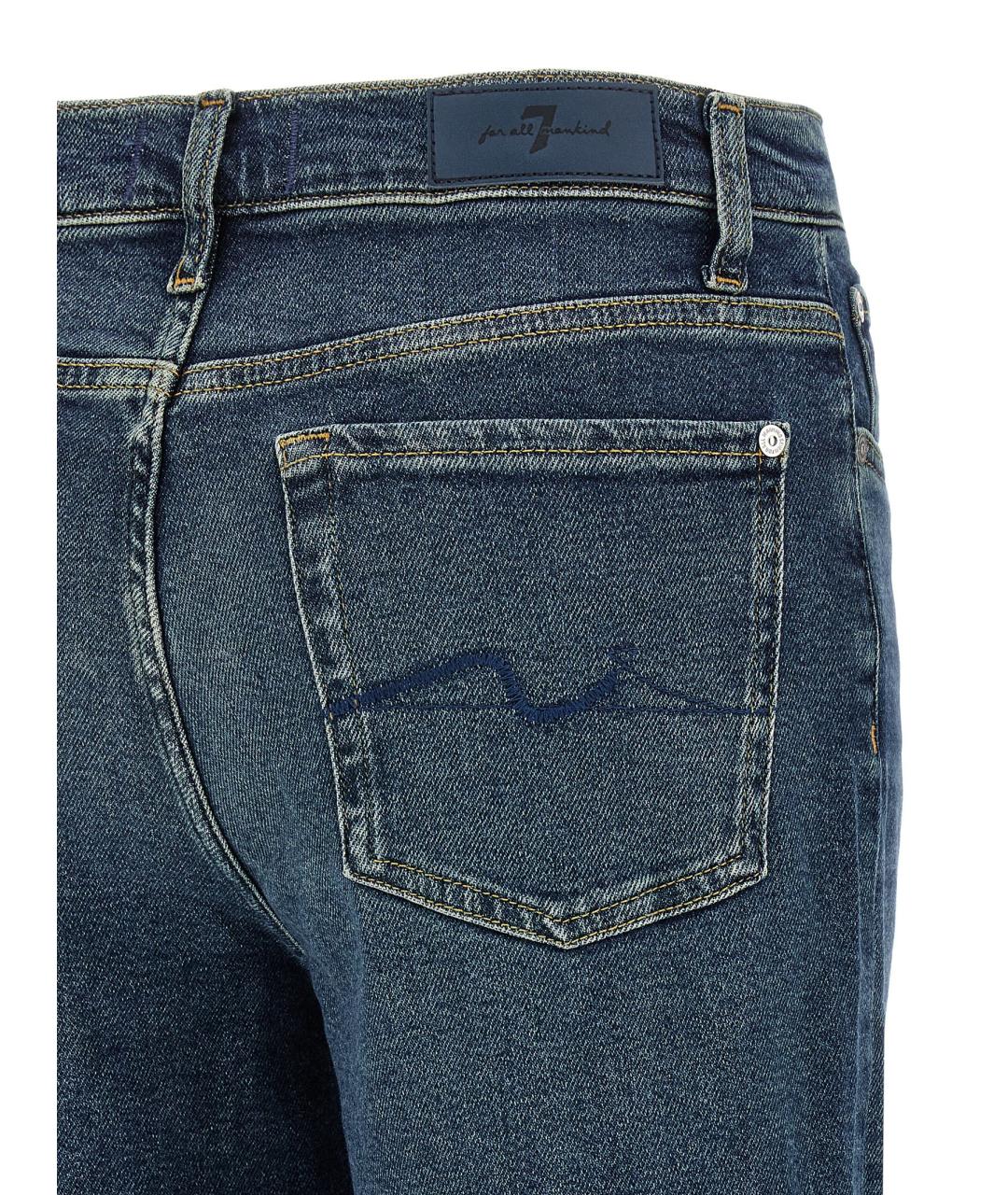 7 FOR ALL MANKIND Голубые хлопковые прямые джинсы, фото 4