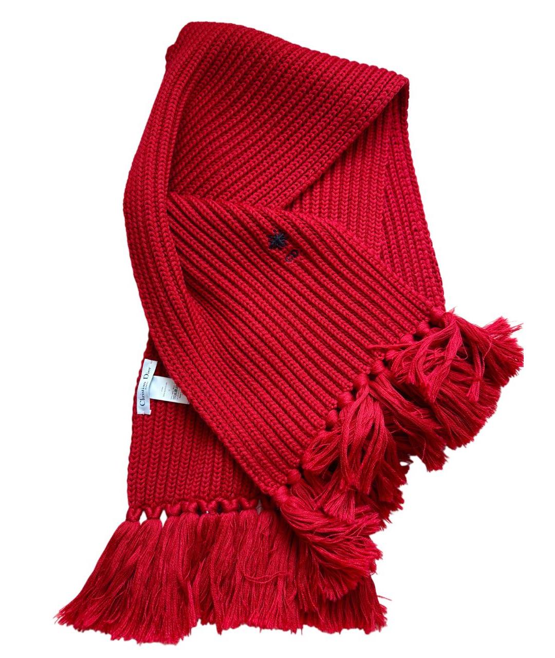 CHRISTIAN DIOR Красный шерстяной шарф, фото 1