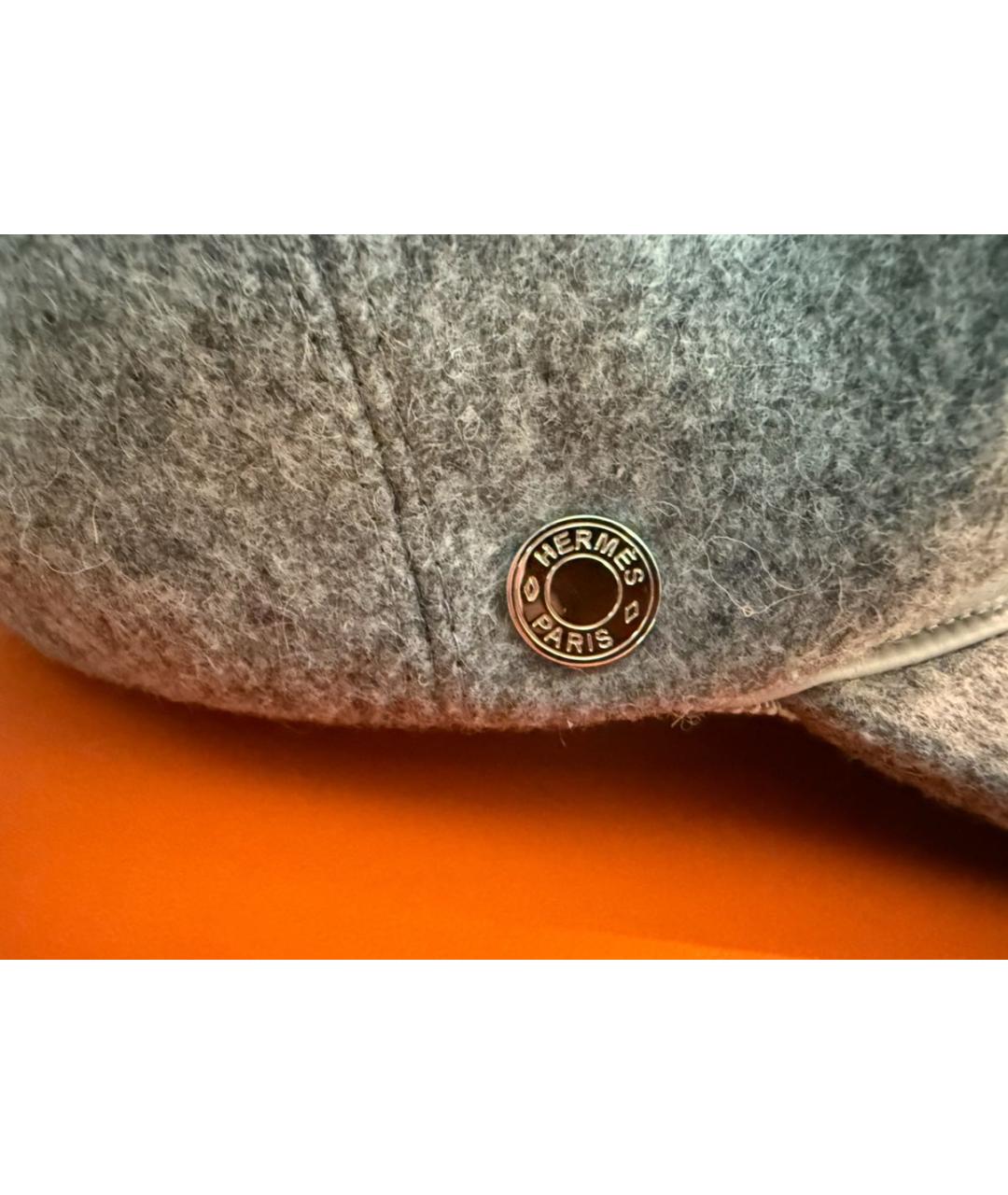 HERMES Серая шерстяная кепка, фото 3