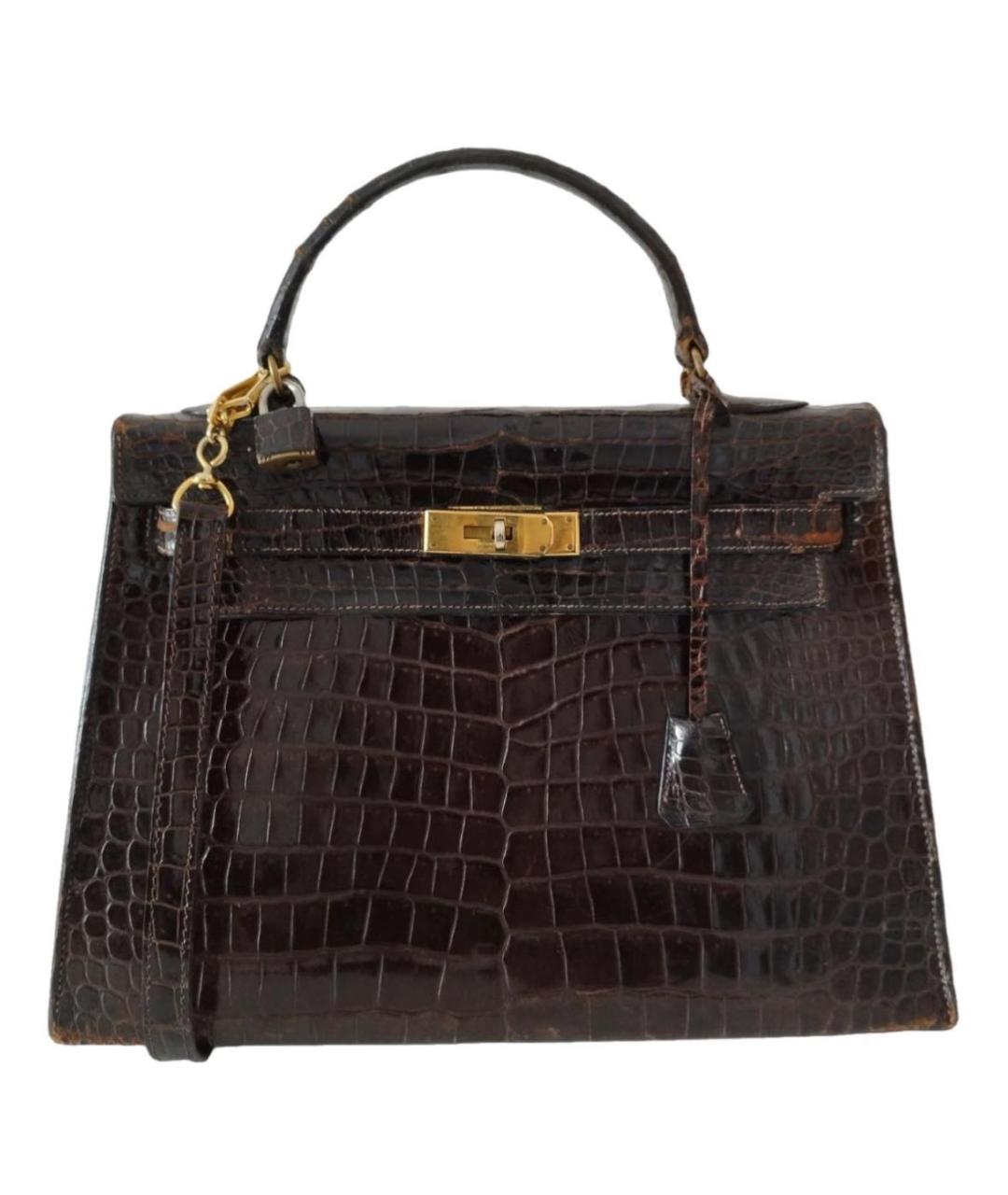 HERMES Коричневая сумка через плечо из экзотической кожи, фото 2