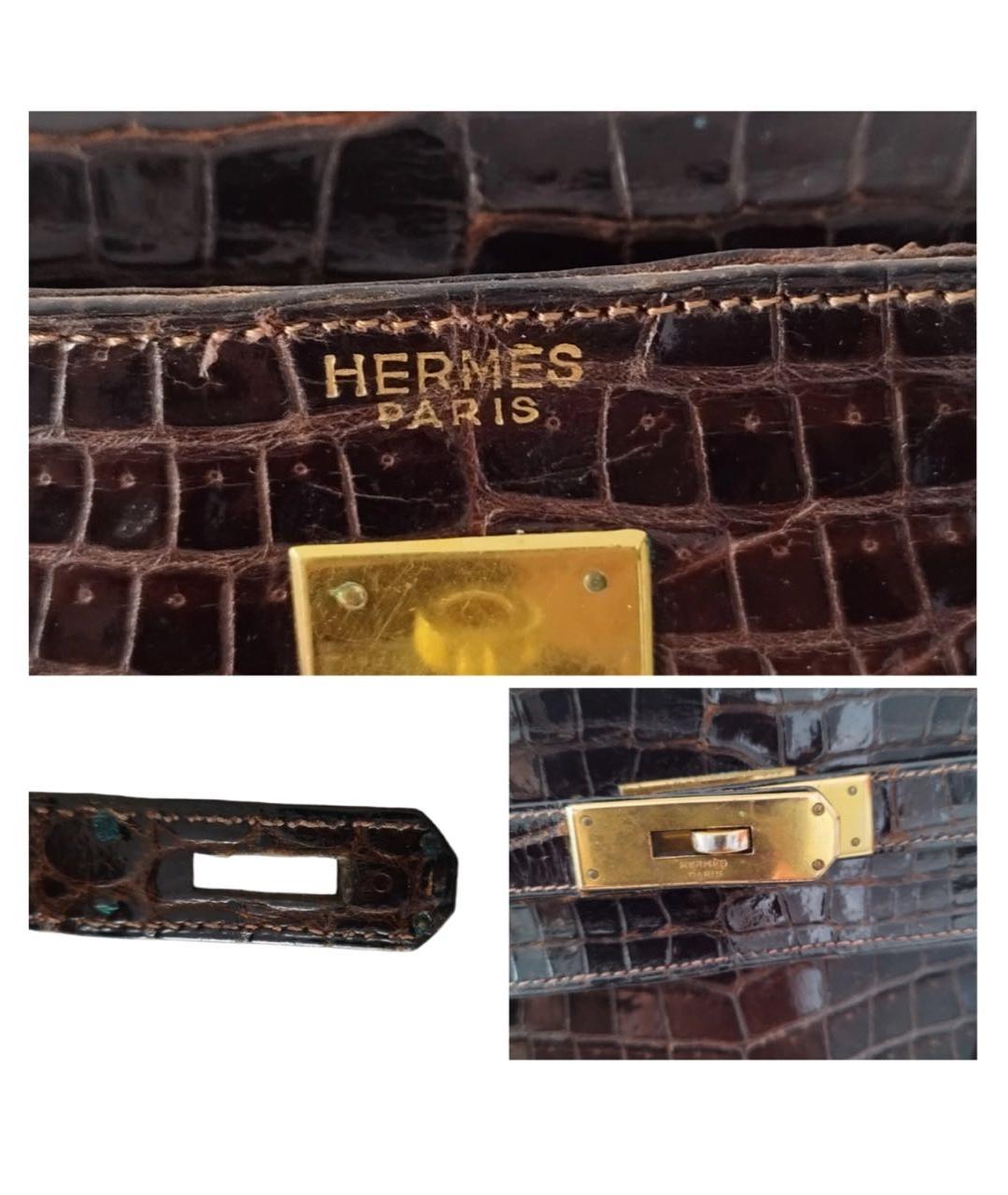 HERMES Коричневая сумка через плечо из экзотической кожи, фото 4