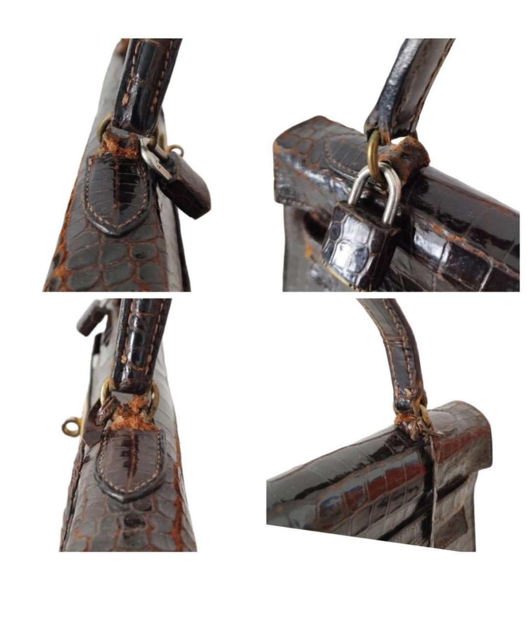 HERMES Коричневая сумка через плечо из экзотической кожи, фото 6