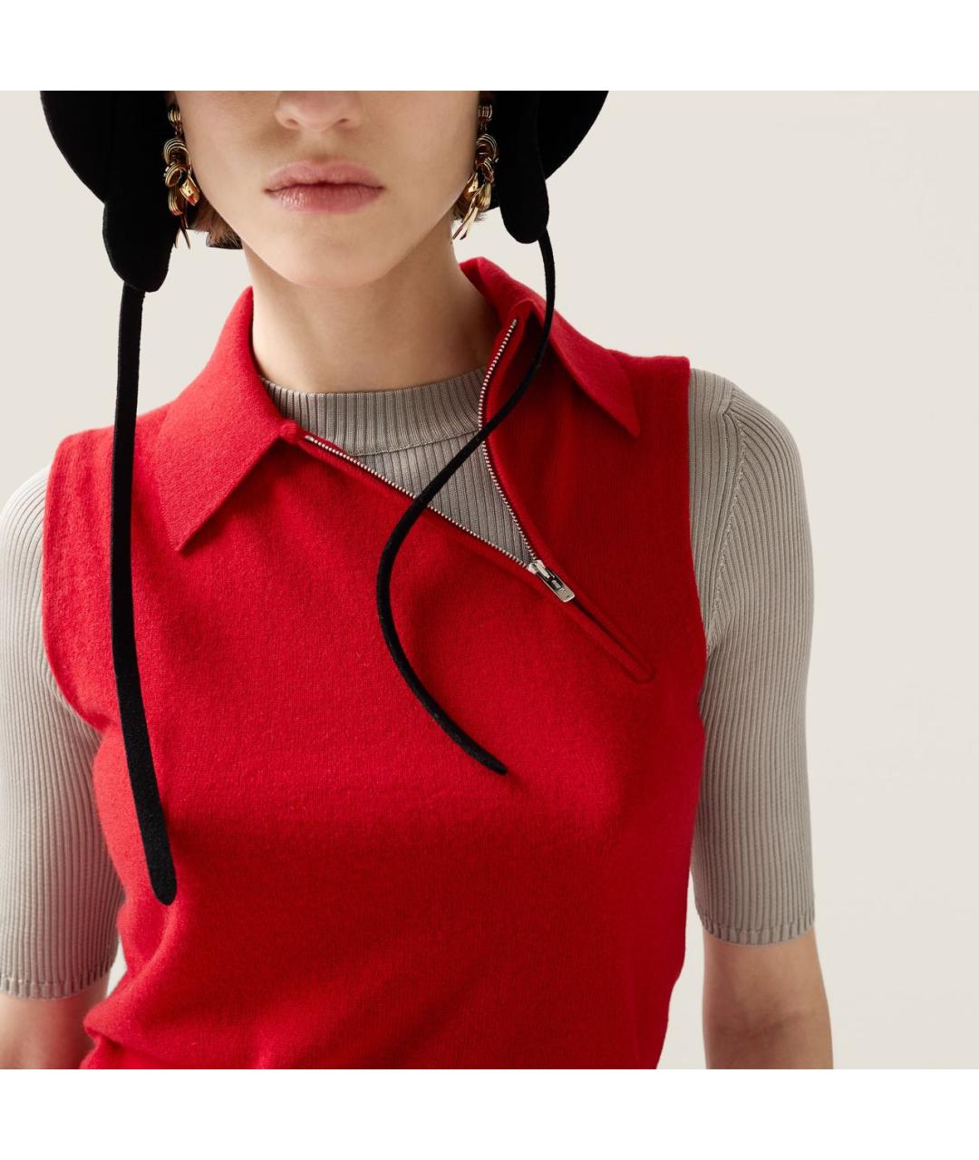 MIU MIU Красная кашемировая майка, фото 6