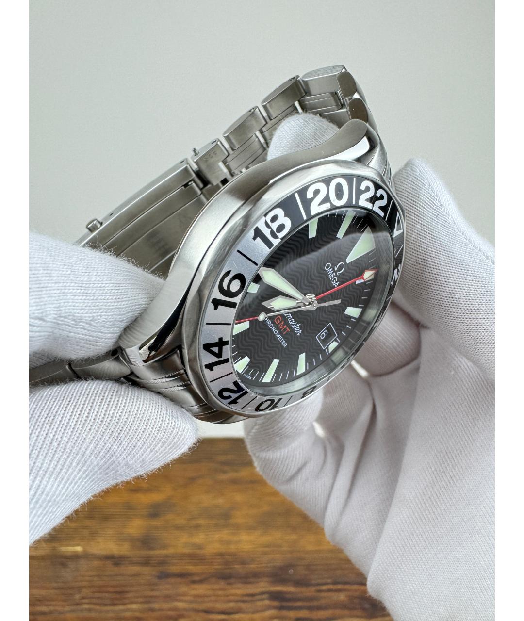 OMEGA Черные часы, фото 5