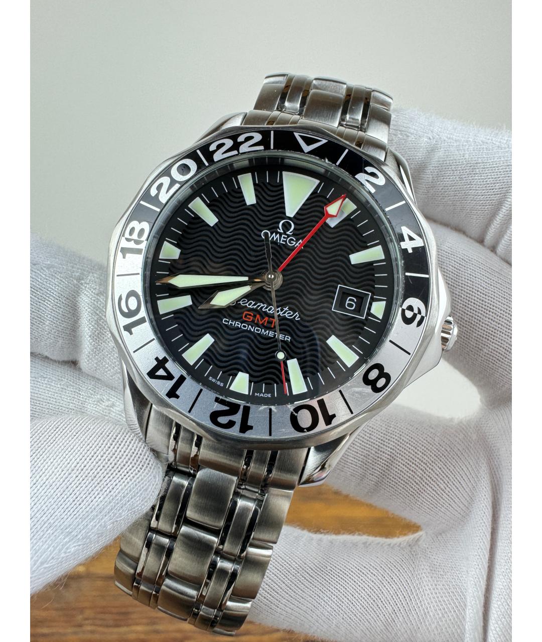 OMEGA Черные часы, фото 3