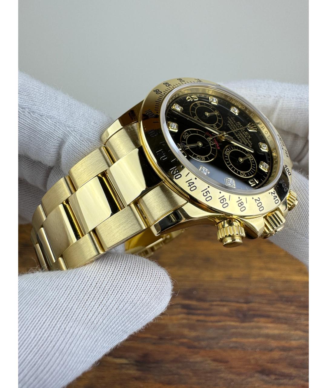 ROLEX Черные часы из желтого золота, фото 4