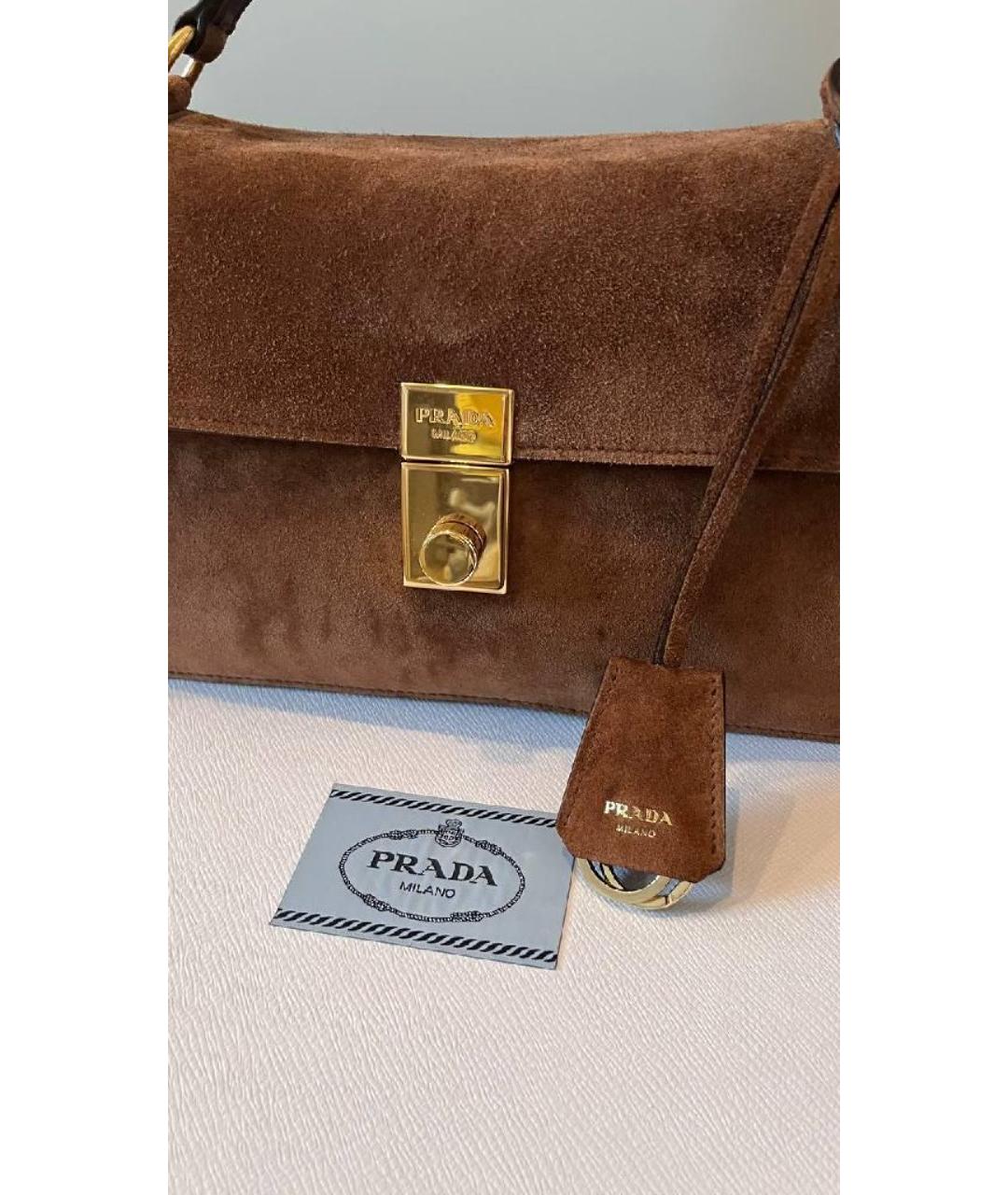 PRADA Коричневая замшевая сумка через плечо, фото 6