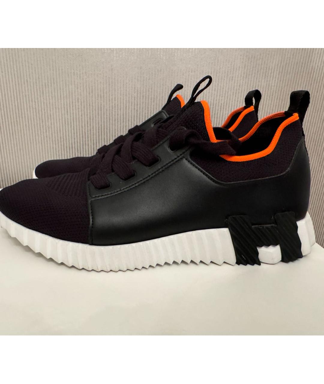 HERMES Черные кожаные низкие кроссовки / кеды, фото 5