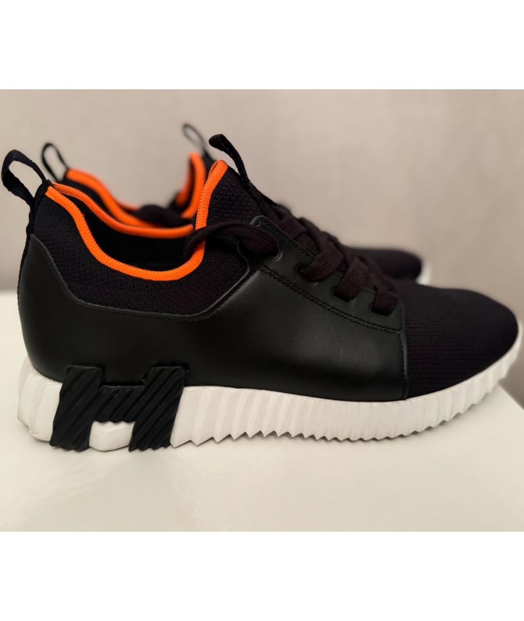 HERMES Черные кожаные низкие кроссовки / кеды, фото 6