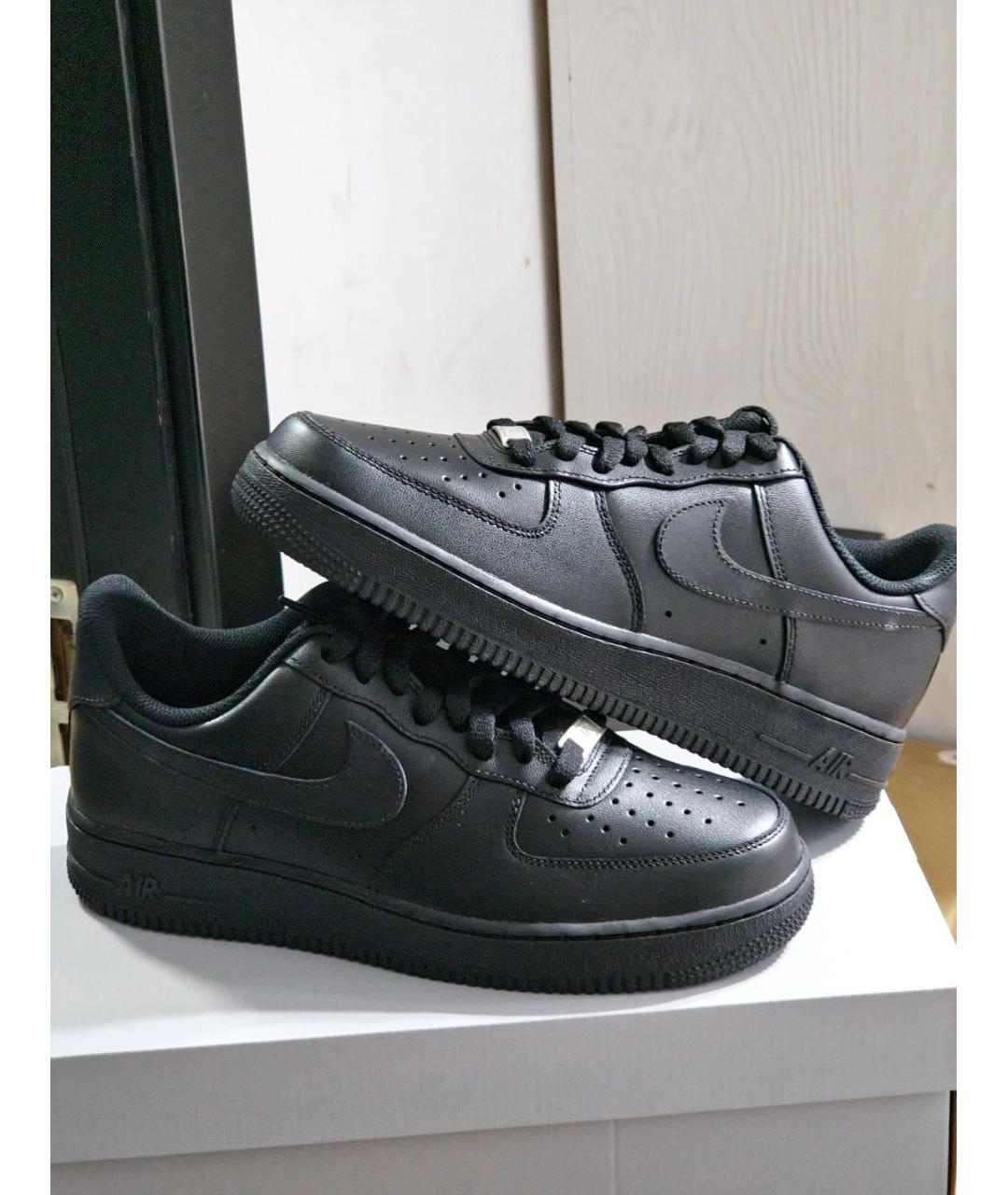 NIKE Черные кожаные низкие кроссовки / кеды, фото 5