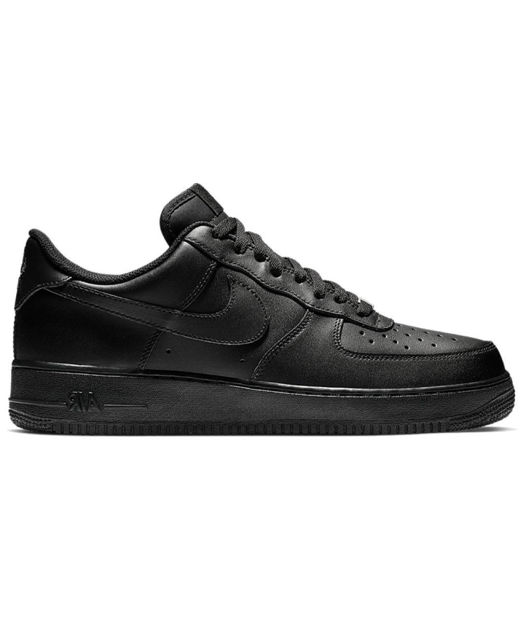 NIKE Черные кожаные низкие кроссовки / кеды, фото 1
