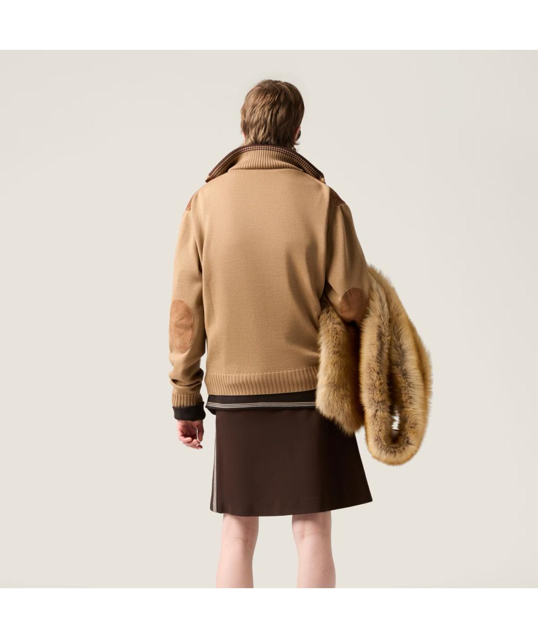 MIU MIU Коричневая вискозная юбка мини, фото 3