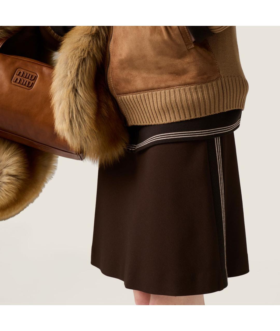 MIU MIU Коричневая вискозная юбка мини, фото 4