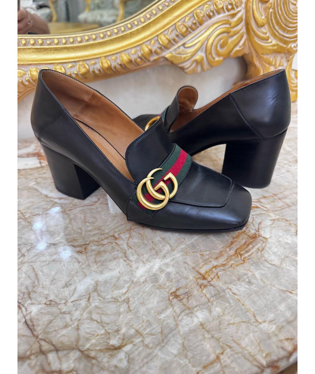 GUCCI Черные кожаные туфли, фото 6