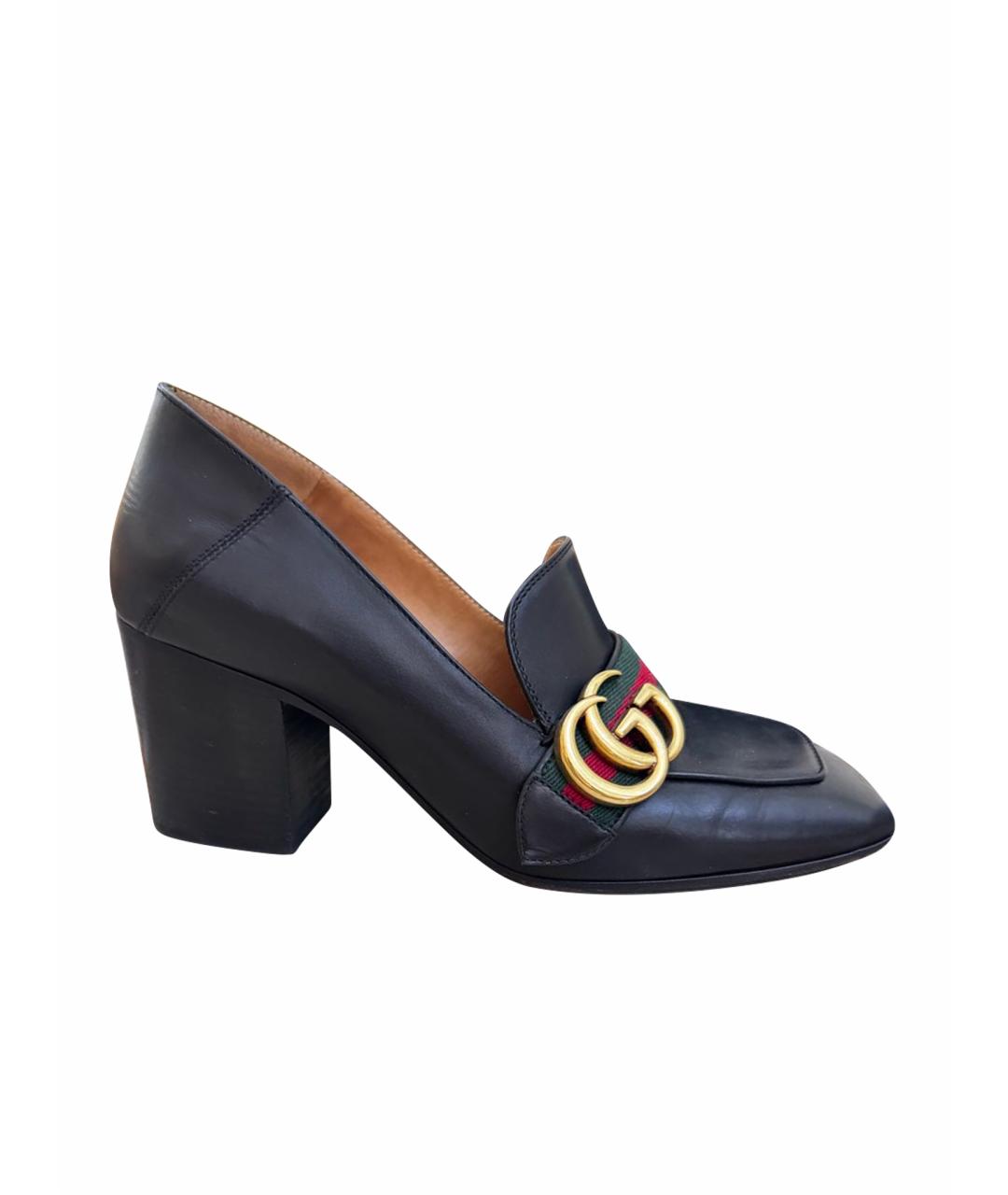 GUCCI Черные кожаные туфли, фото 1