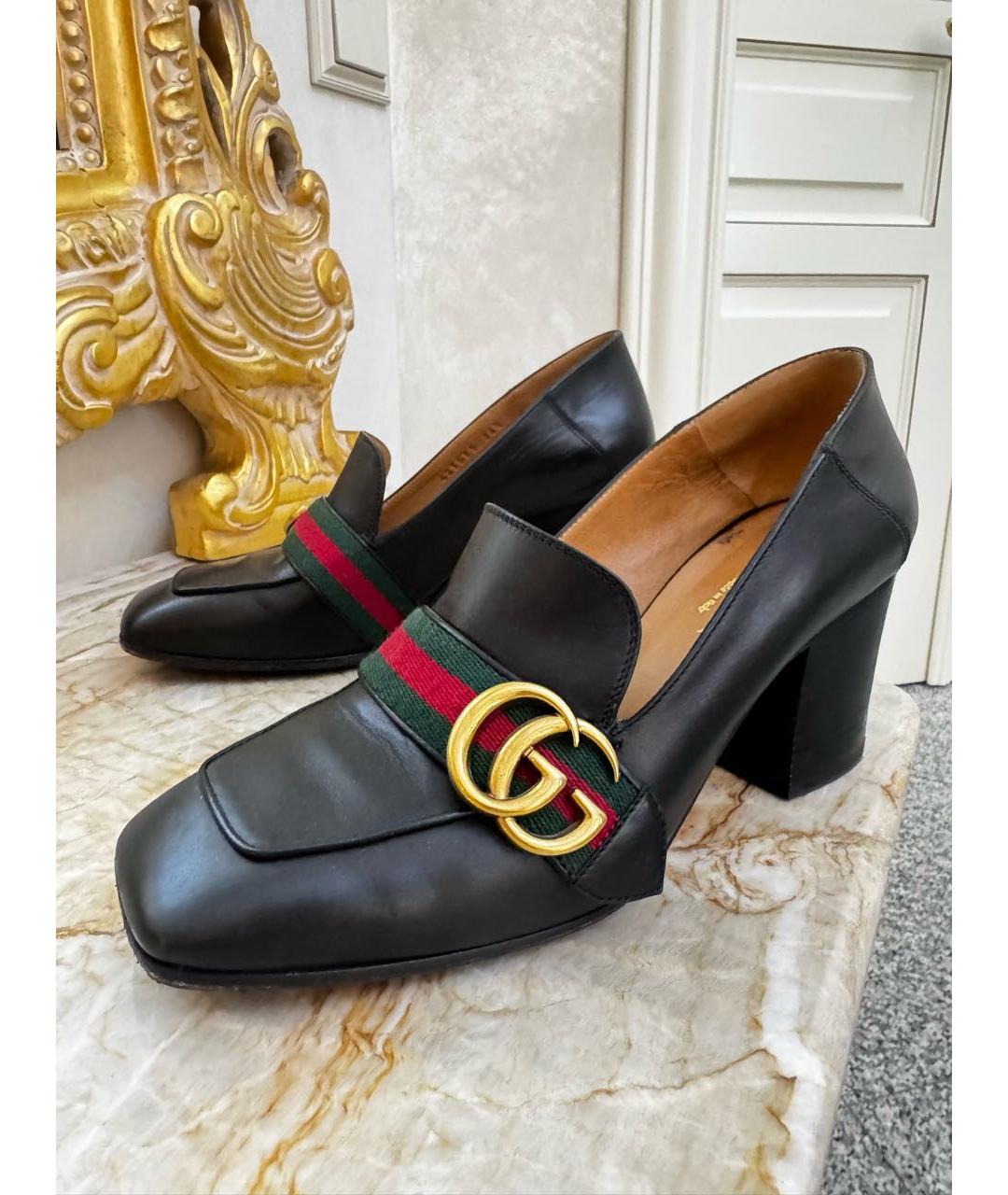GUCCI Черные кожаные туфли, фото 2